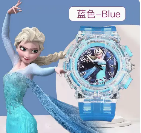 In stock supply creative children's watch Ice Princess Aisha Princess colorful flash luminous male and female student watch