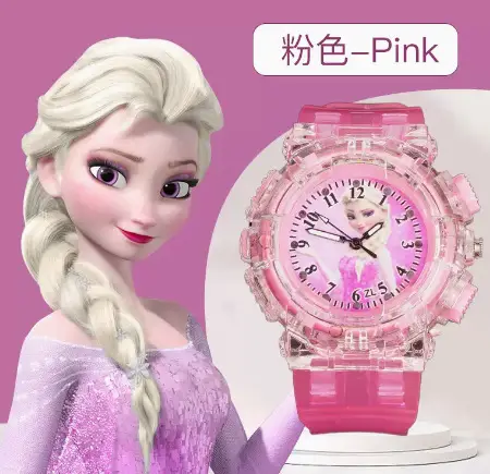In stock supply creative children's watch Ice Princess Aisha Princess colorful flash luminous male and female student watch