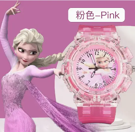In stock supply creative children's watch Ice Princess Aisha Princess colorful flash luminous male and female student watch
