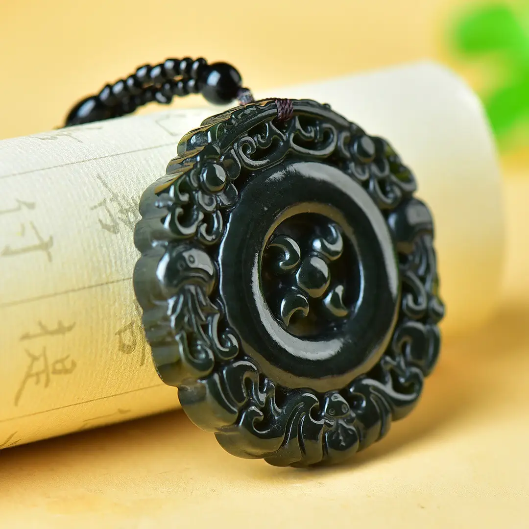 Hetian Jade Pendant "Time to Run" Black - Image 4