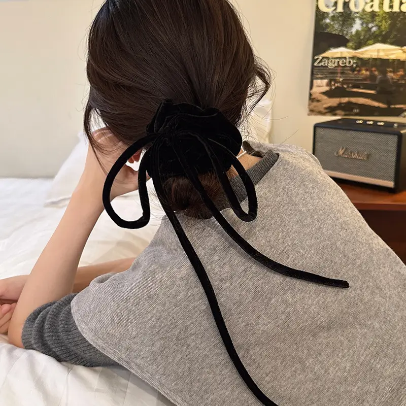 Black Velvet Hair Ring for Women 2023 Winter - Image 6