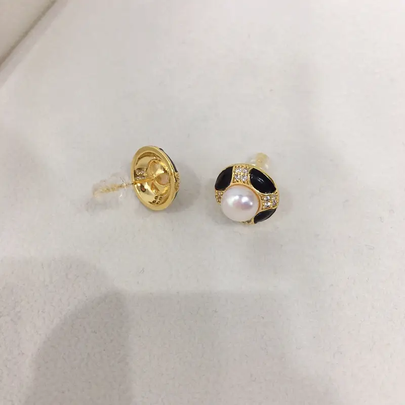 Natural Pearl Earrings for Women Black Blue Gold Plated — feature 8