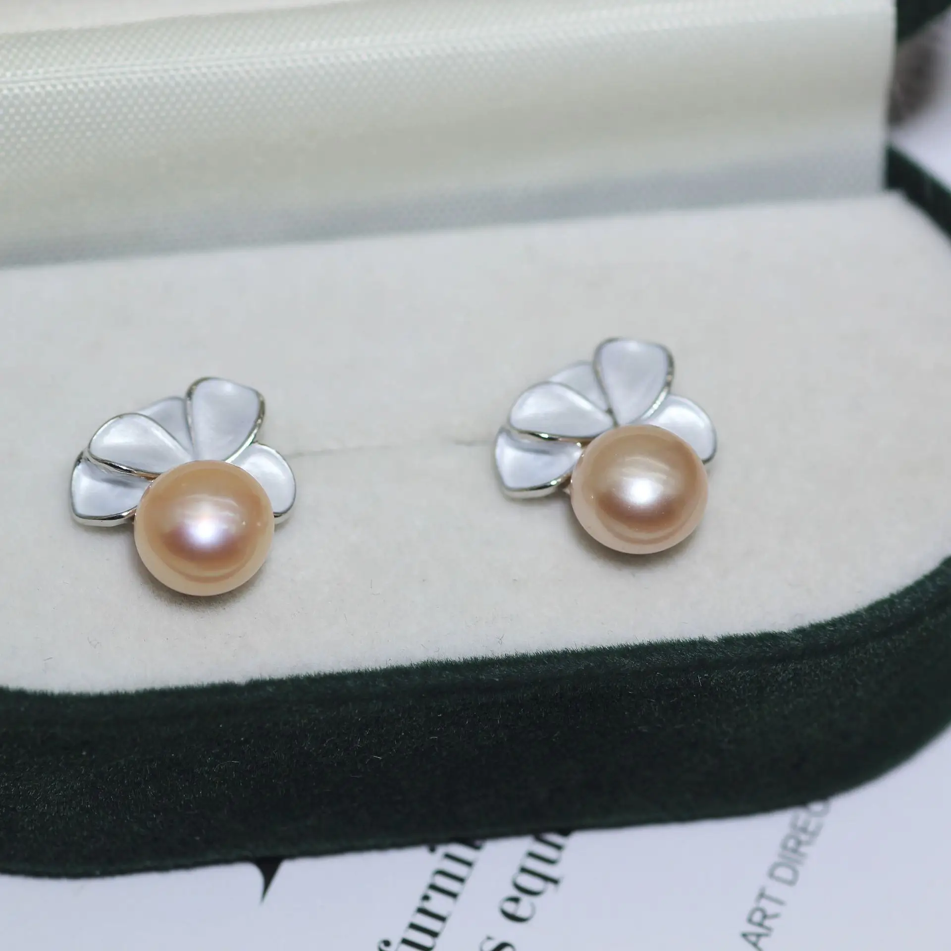 Silver Flower Pearl Earrings 2024 New Fashion - Image 5