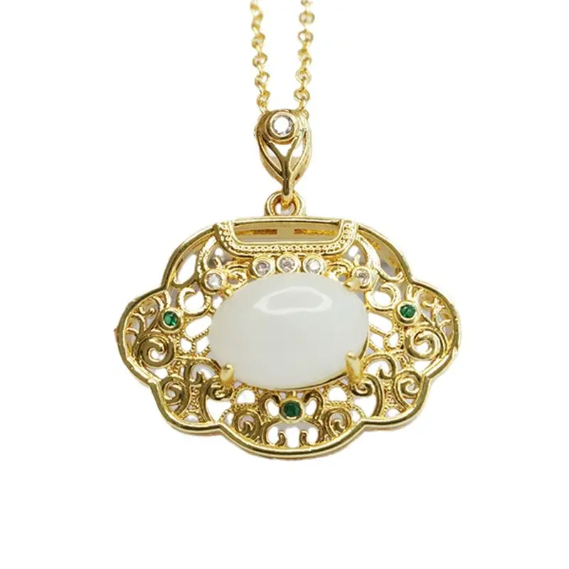 Guan Yu Hetian Jade Pendant with Ruyi Lock Design