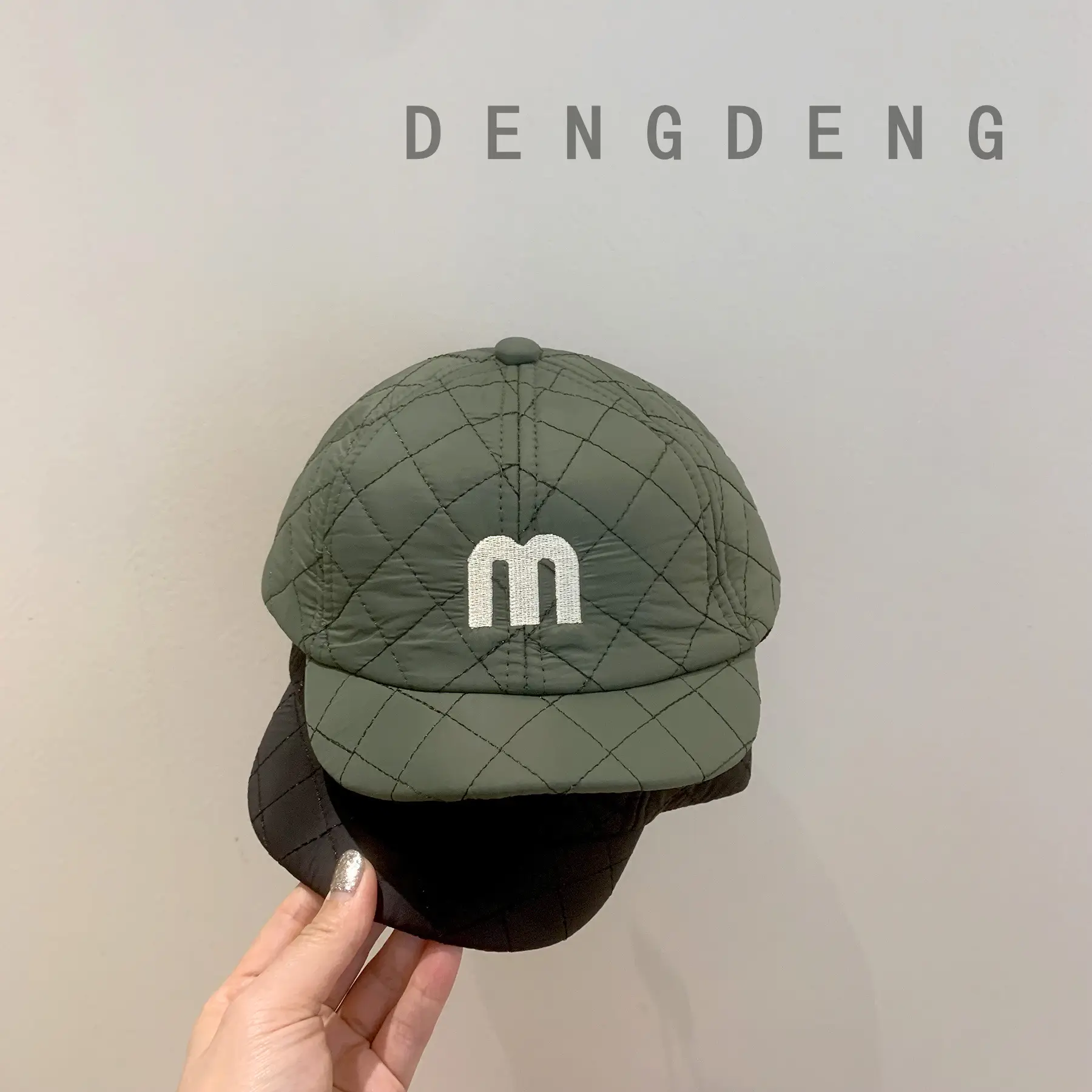 Baby Warm Quilted Cap with M Logo Autumn Winter - Image 9