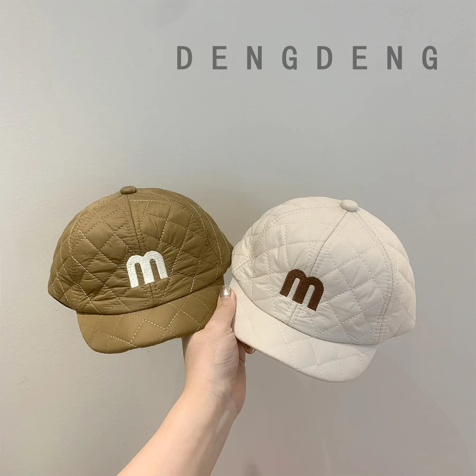 Baby Warm Quilted Cap with M Logo Autumn Winter - Image 10