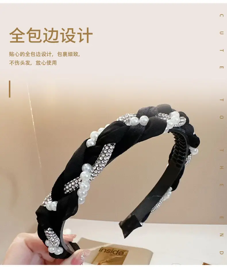 2024 Winter Celebrity Headband with Pearl & Gold Embellishment — feature 20
