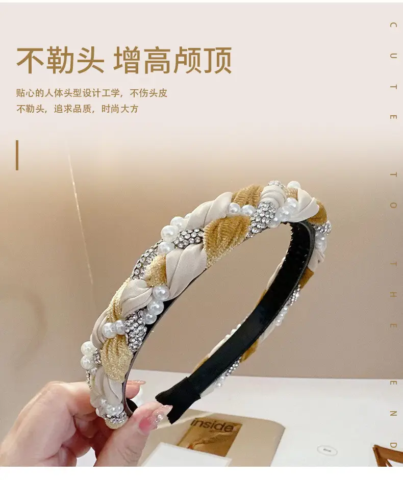 2024 Winter Celebrity Headband with Pearl & Gold Embellishment — feature 21
