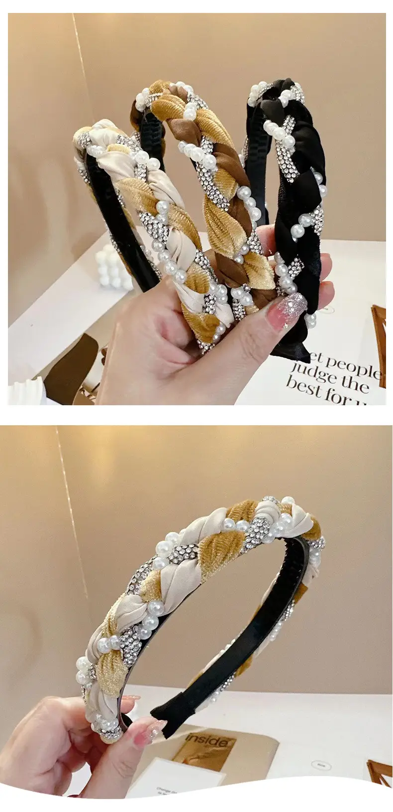 2024 Winter Celebrity Headband with Pearl & Gold Embellishment — feature 23