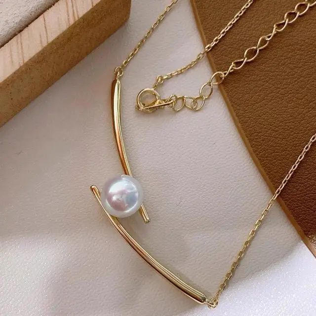 14K Gold Pearl Necklace for Women