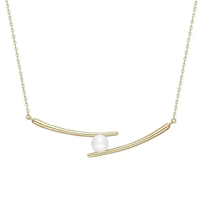 14K Gold Pearl Necklace for Women