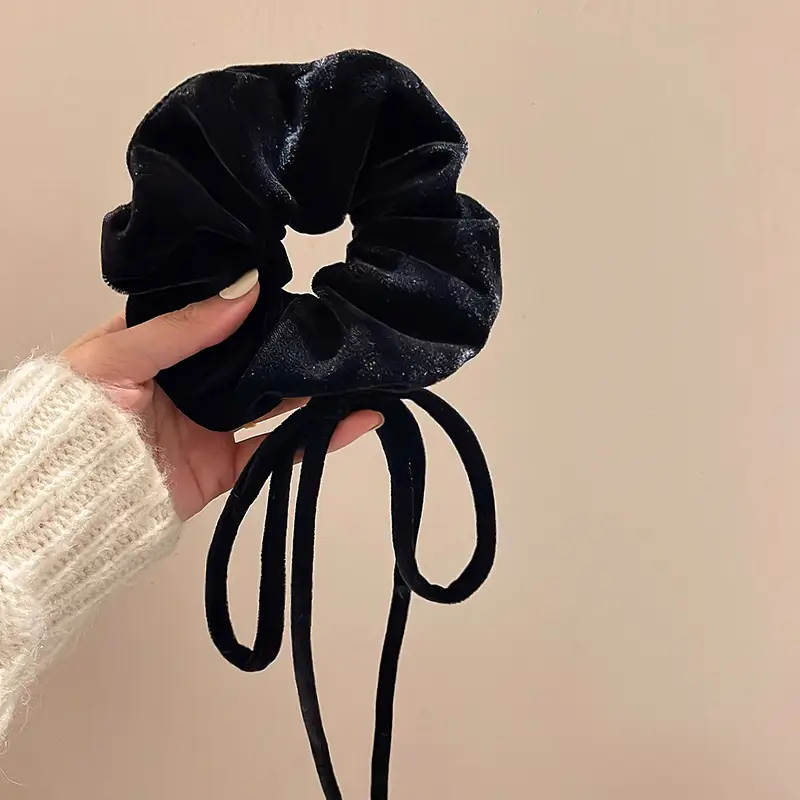 Black Velvet Ribbon Hair Ring for Women 2023 Winter - Image 2