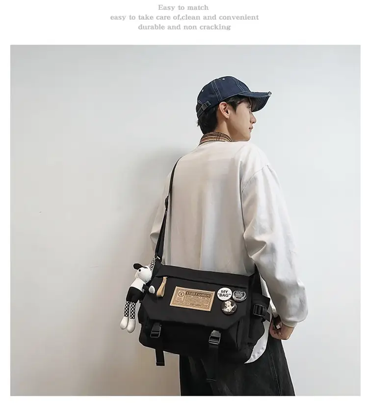 Maroon Canvas Messenger Bag for Boys Students School Bag — feature 12