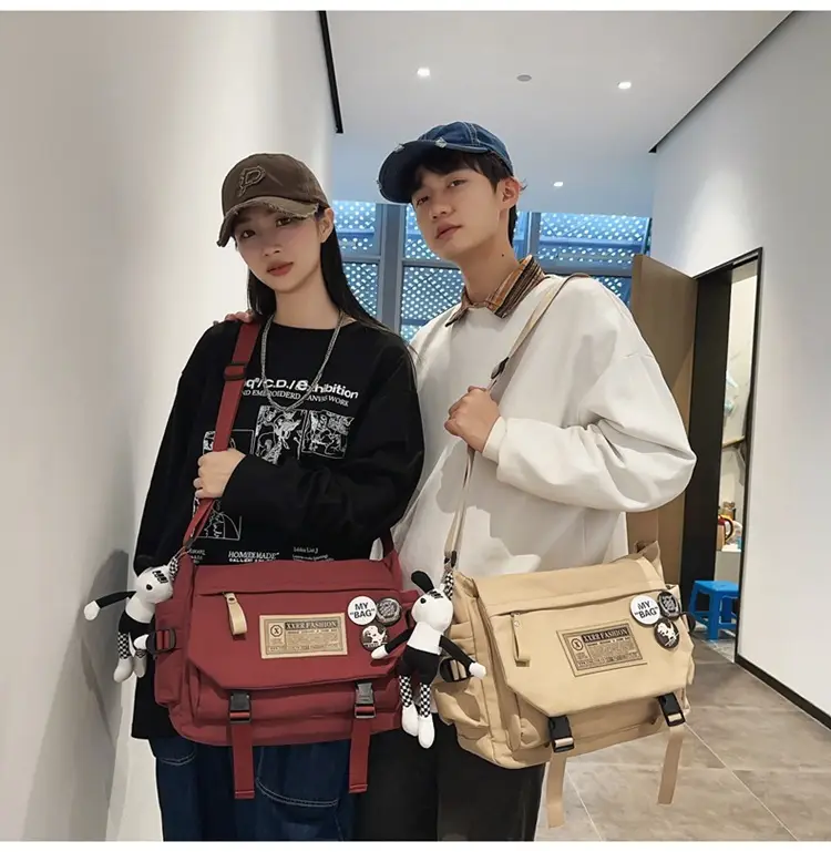 Maroon Canvas Messenger Bag for Boys Students School Bag — feature 28