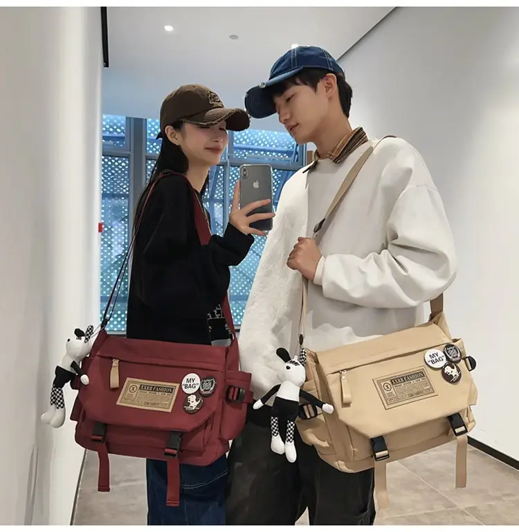 Maroon Canvas Messenger Bag for Boys Students School Bag — feature 29