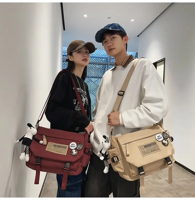Maroon Canvas Messenger Bag for Boys Students School Bag — feature 30
