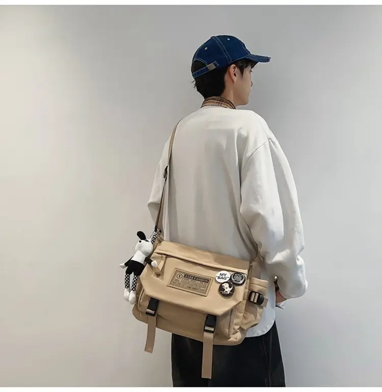 Maroon Canvas Messenger Bag for Boys Students School Bag — feature 32