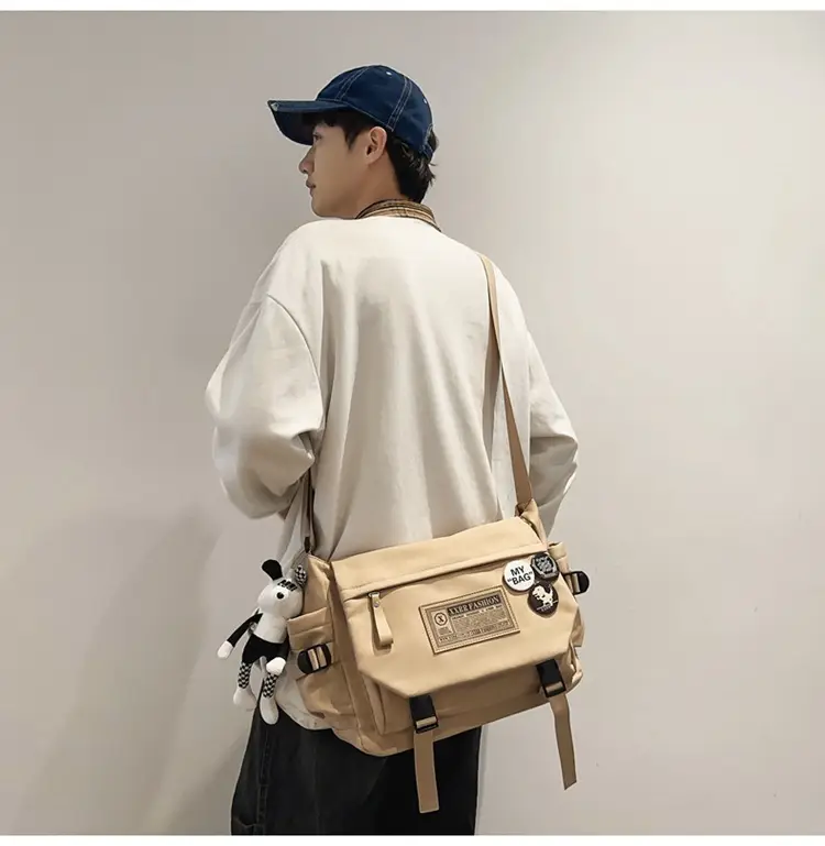 Maroon Canvas Messenger Bag for Boys Students School Bag — feature 34