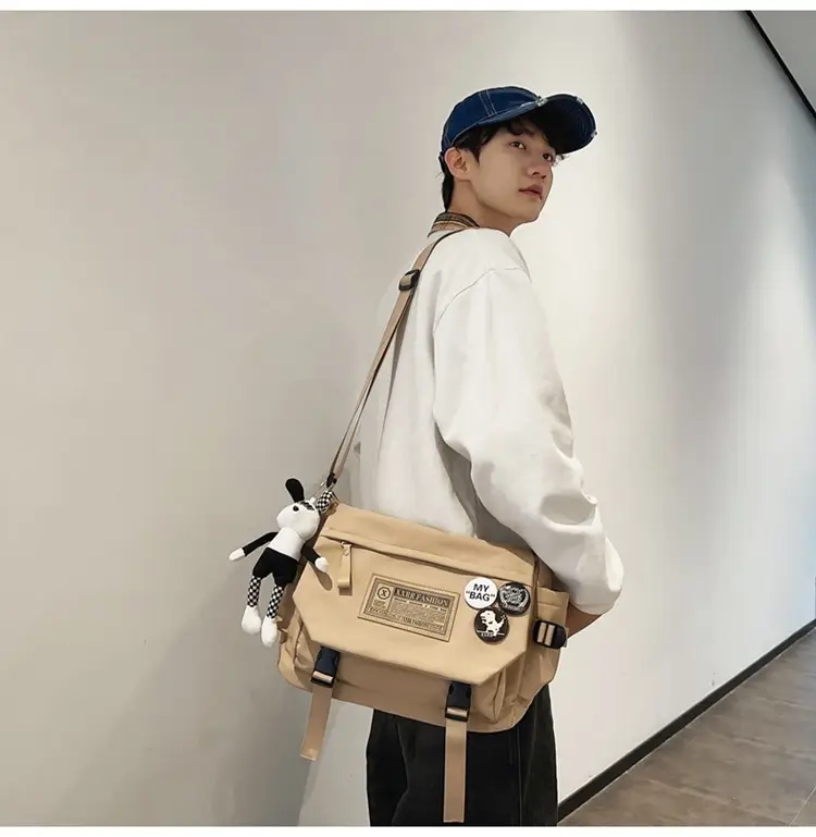 Maroon Canvas Messenger Bag for Boys Students School Bag — feature 36