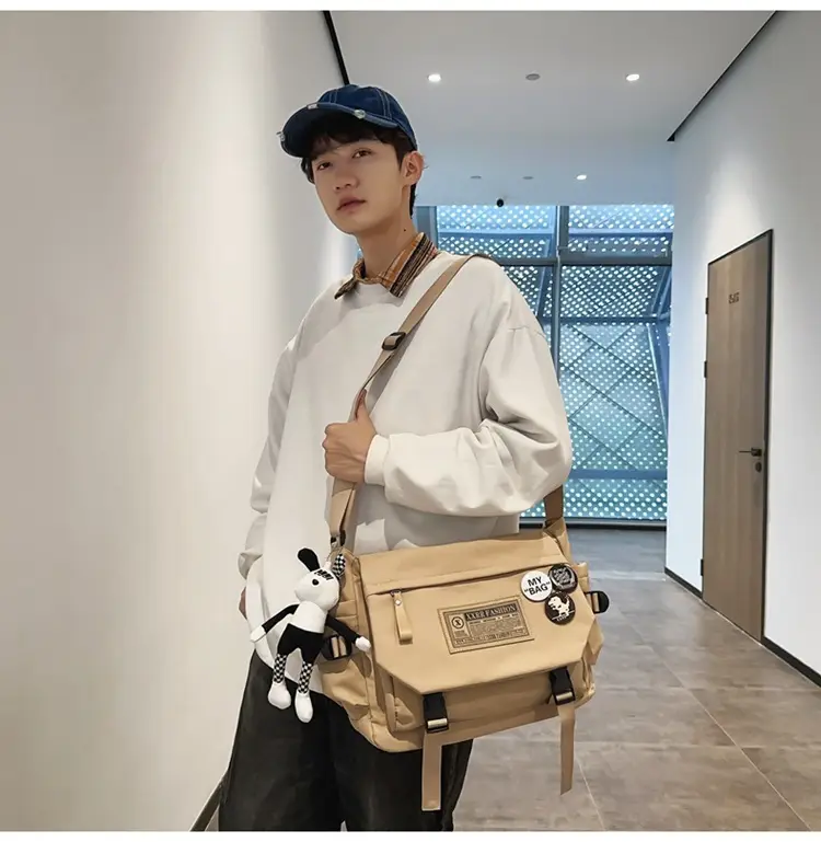 Maroon Canvas Messenger Bag for Boys Students School Bag — feature 37