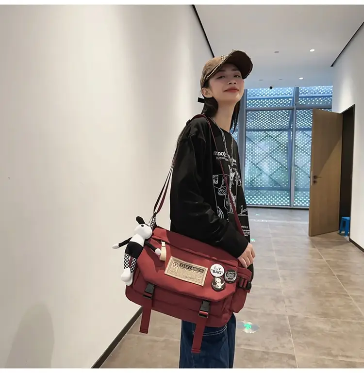 Maroon Canvas Messenger Bag for Boys Students School Bag — feature 40
