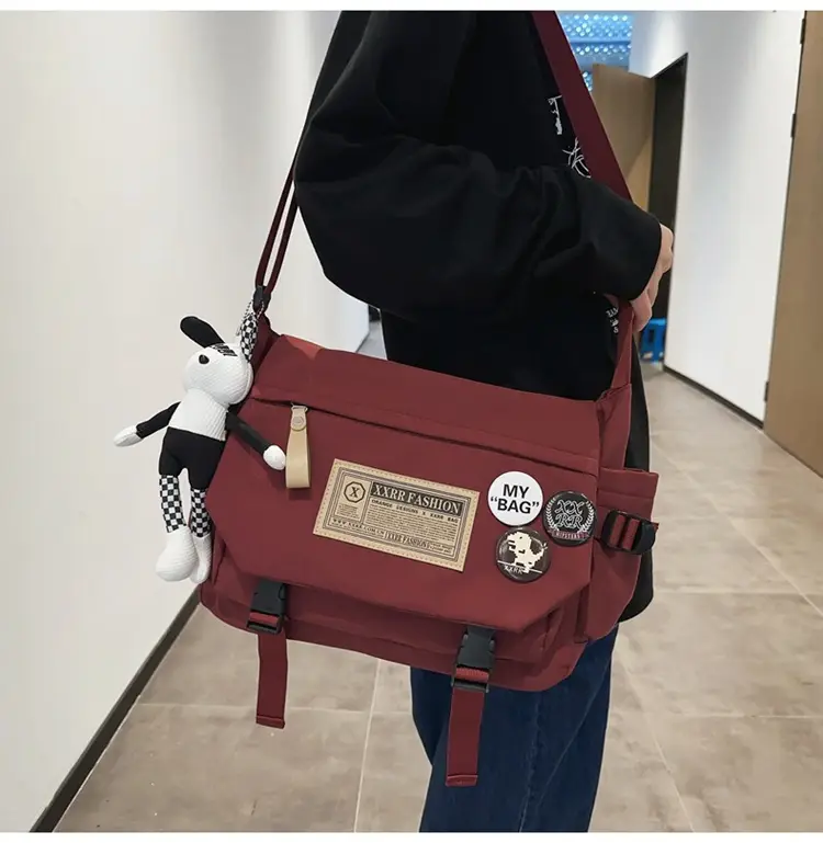 Maroon Canvas Messenger Bag for Boys Students School Bag — feature 41