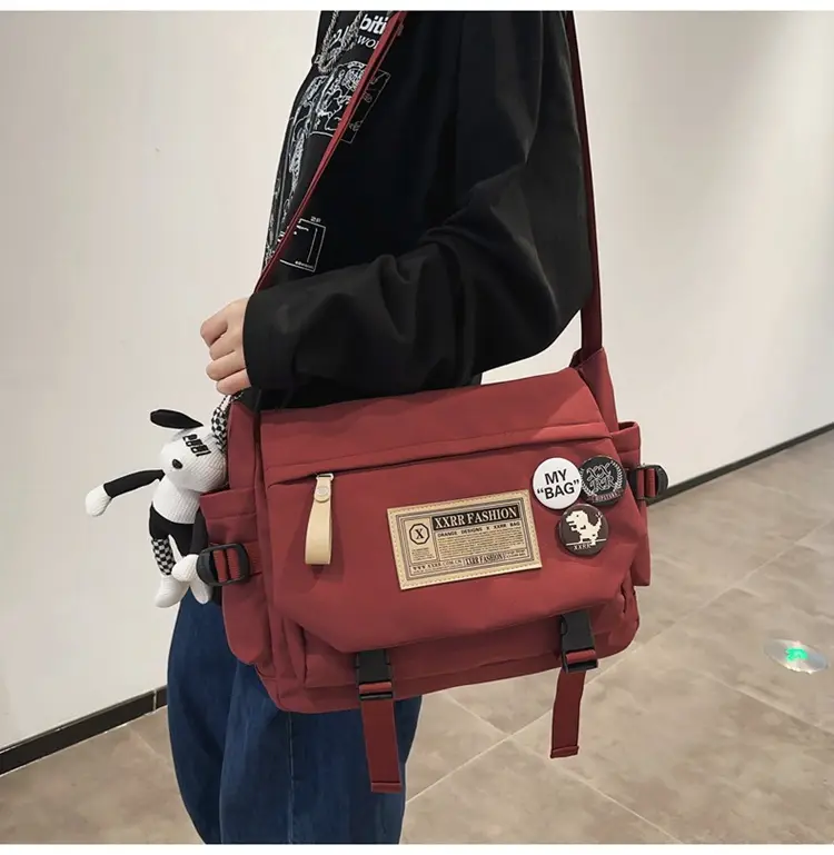 Maroon Canvas Messenger Bag for Boys Students School Bag — feature 43