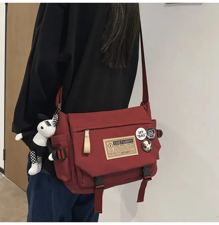 Maroon Canvas Messenger Bag for Boys Students School Bag — feature 44