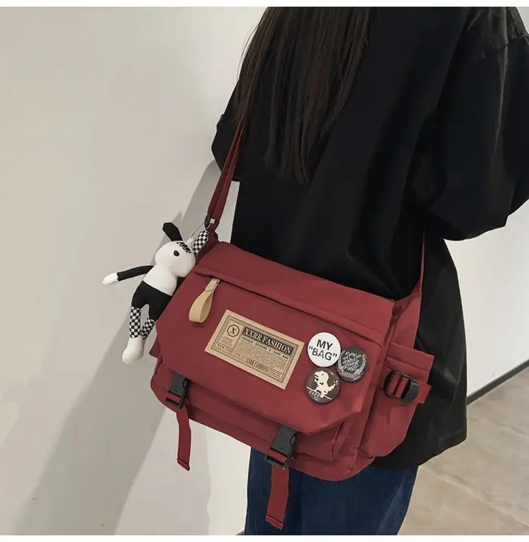 Maroon Canvas Messenger Bag for Boys Students School Bag — feature 46