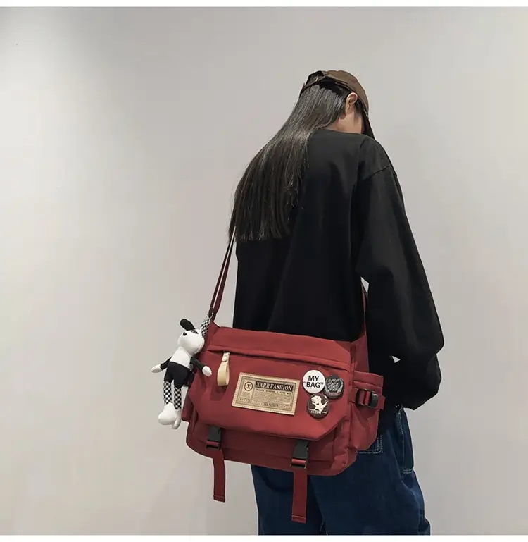 Maroon Canvas Messenger Bag for Boys Students School Bag — feature 47