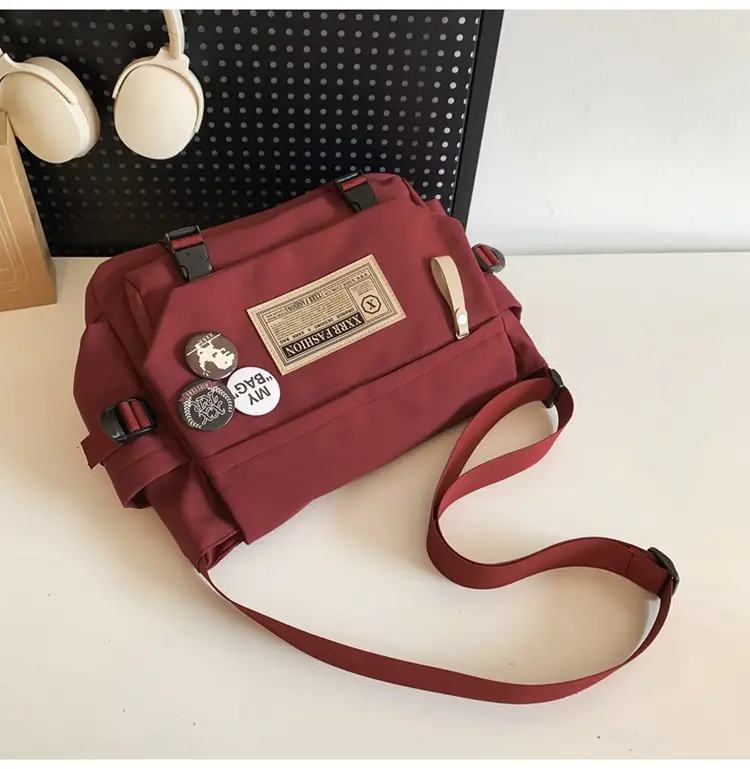 Maroon Canvas Messenger Bag for Boys Students School Bag - Image 4