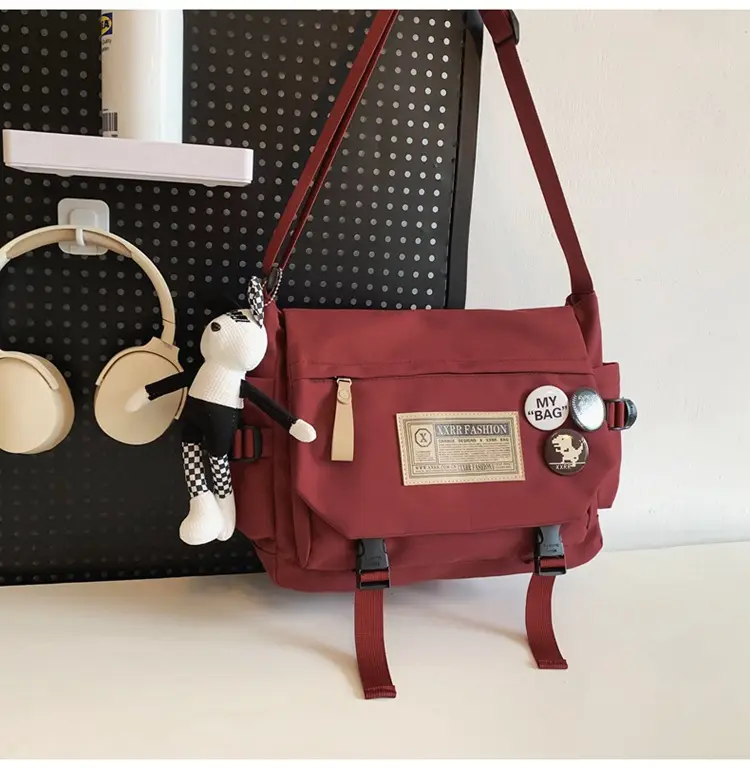 Maroon Canvas Messenger Bag for Boys Students School Bag - Image 9
