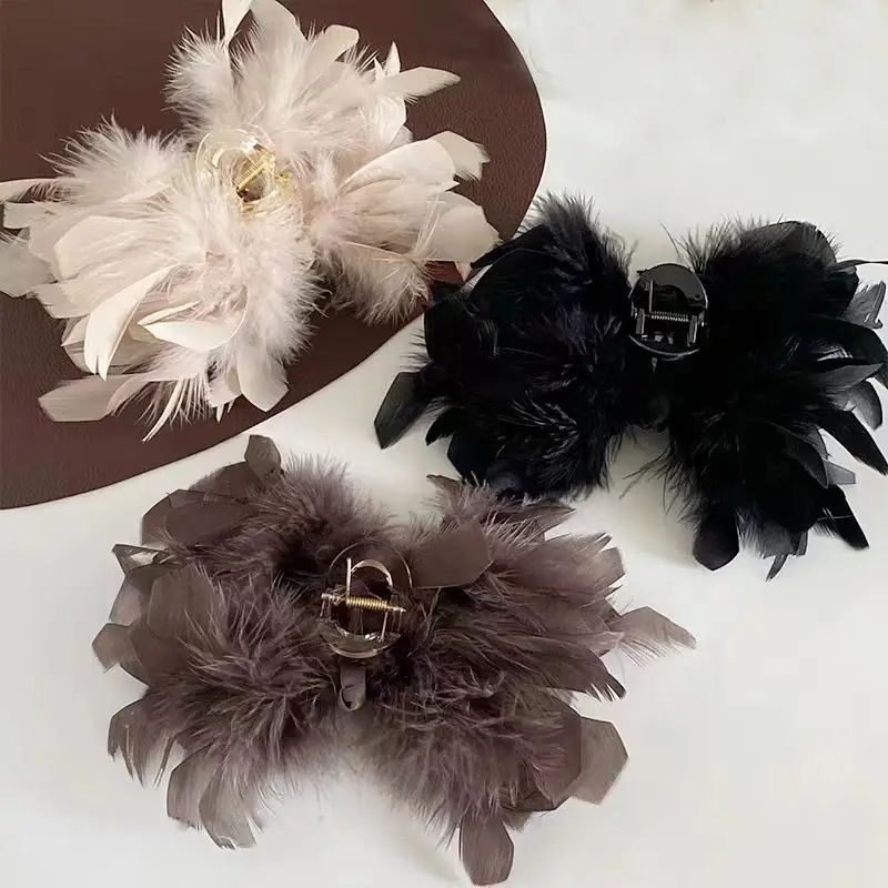 White Feather Hair Clip for Girls Large Size - Image 4