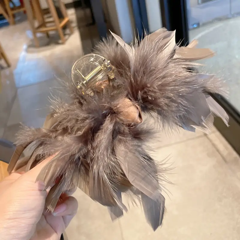 White Feather Hair Clip for Girls Large Size - Image 7
