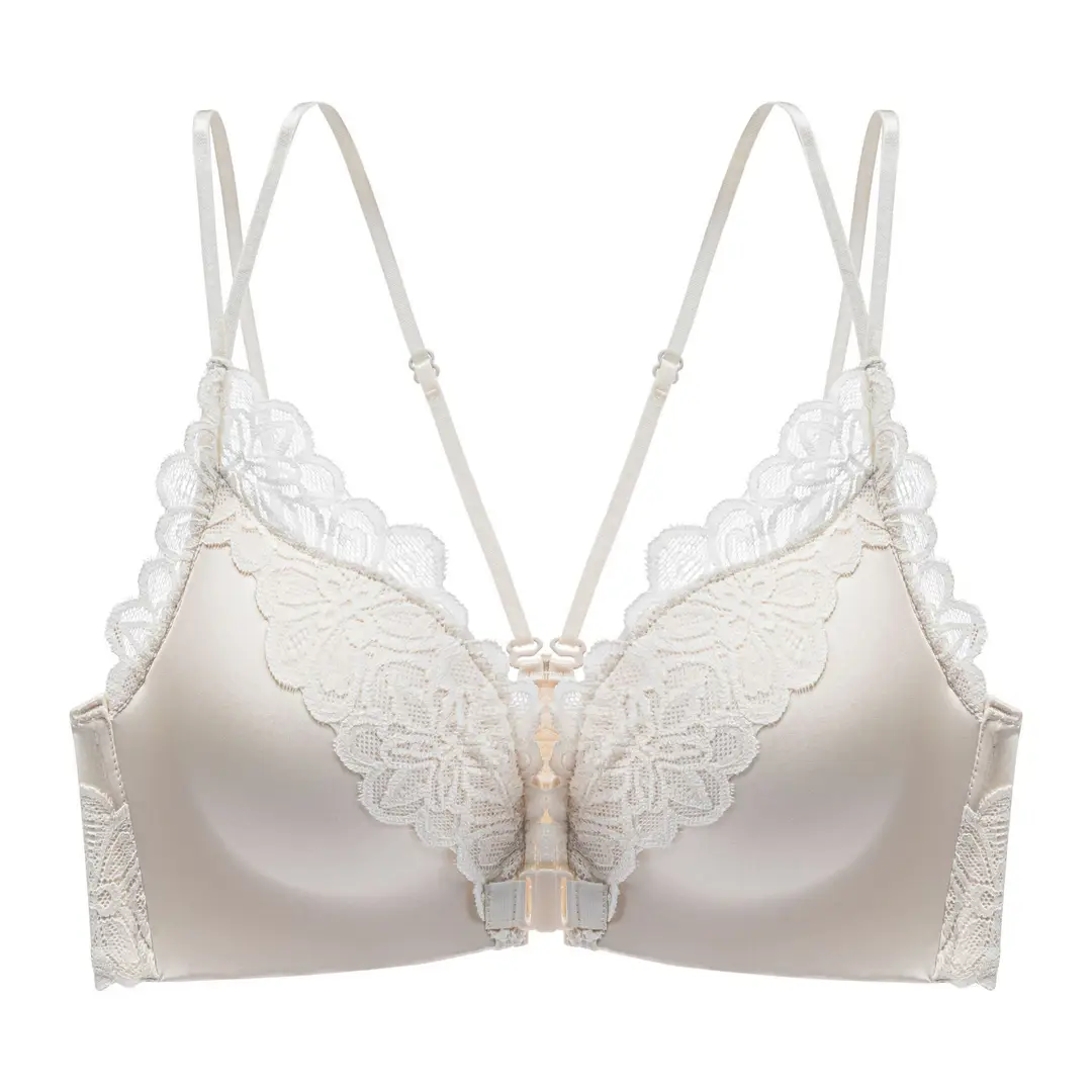 Leopard Print Front Button Beautiful Back Small Breast Push-Up No Wire Bra Breast Reduction Lace Seamless Sexy Sexy Intimates for Women