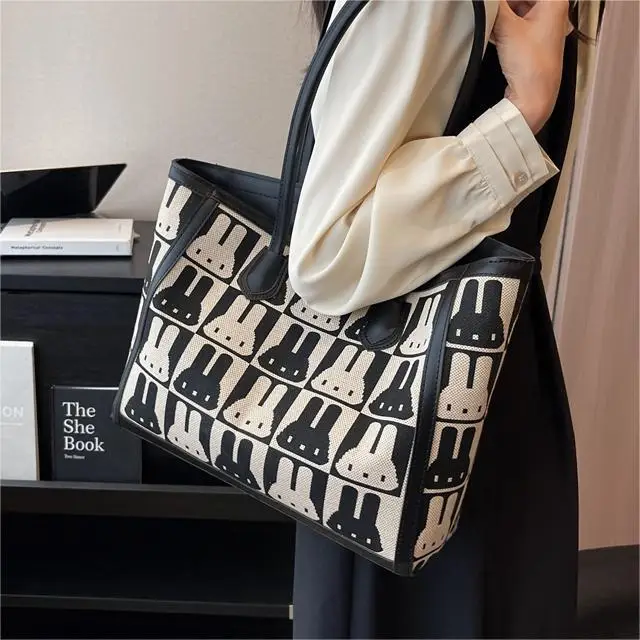 Women's Canvas Bottle Print Shoulder Bag Large Capacity - Image 5