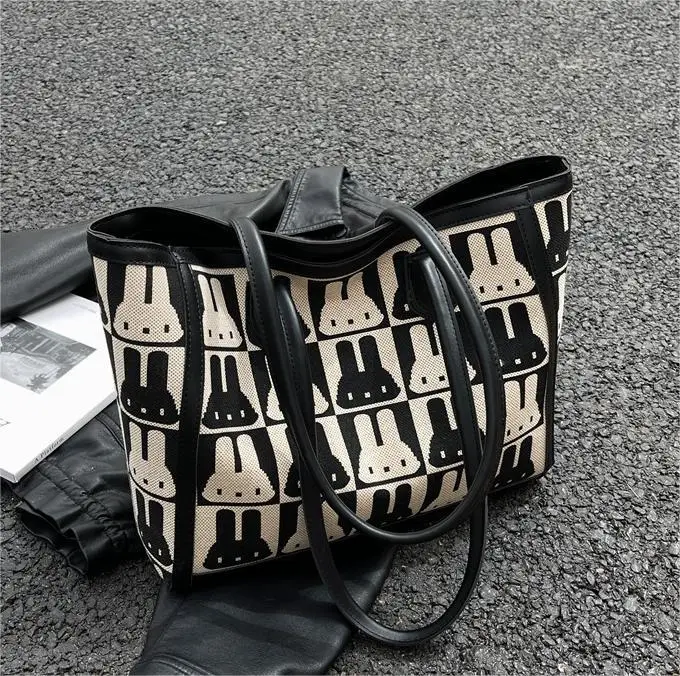 Women's Canvas Bottle Print Shoulder Bag Large Capacity - Image 6