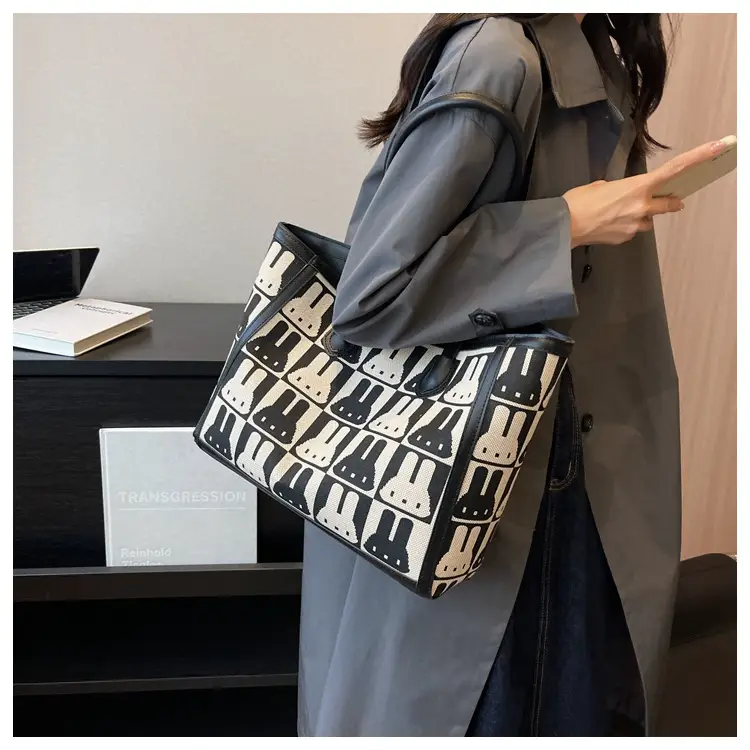 Women's Canvas Bottle Print Shoulder Bag Large Capacity — feature 18