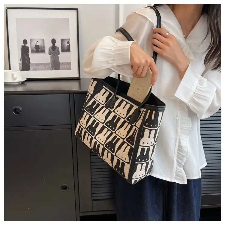 Women's Canvas Bottle Print Shoulder Bag Large Capacity — feature 21