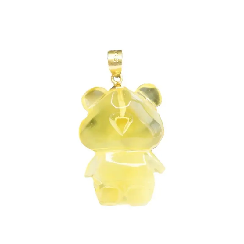 Golden Bear Pendant Necklace with Natural Amber S925 - Image 6