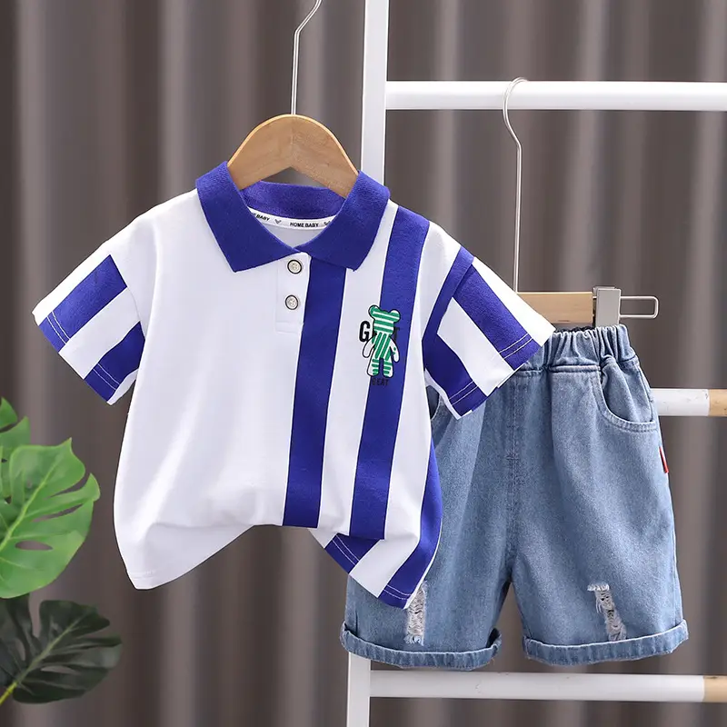 0-5Yr Boys Shorts Suit White Orange Denim Shorts