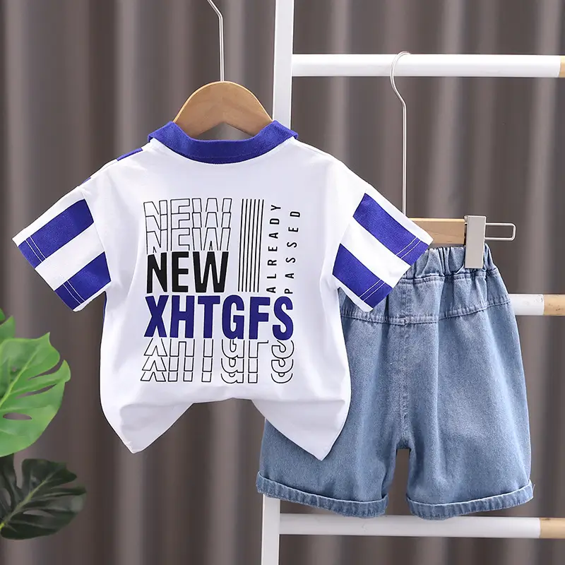 0-5Yr Boys Shorts Suit White Orange Denim Shorts