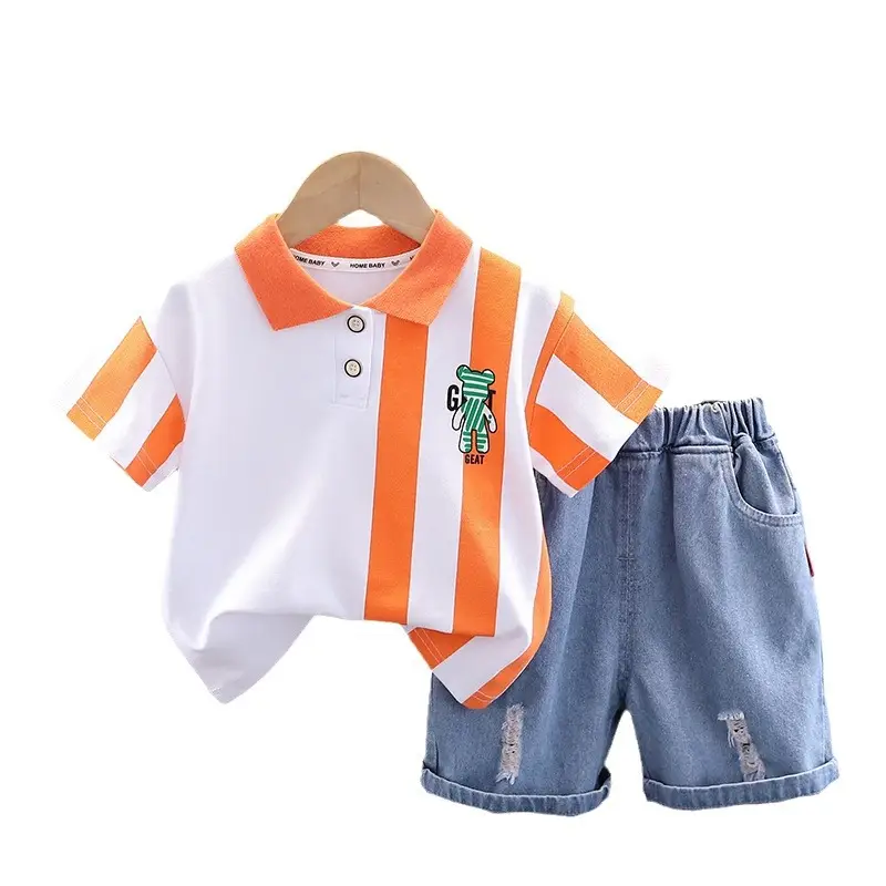 0-5Yr Boys Shorts Suit White Orange Denim Shorts