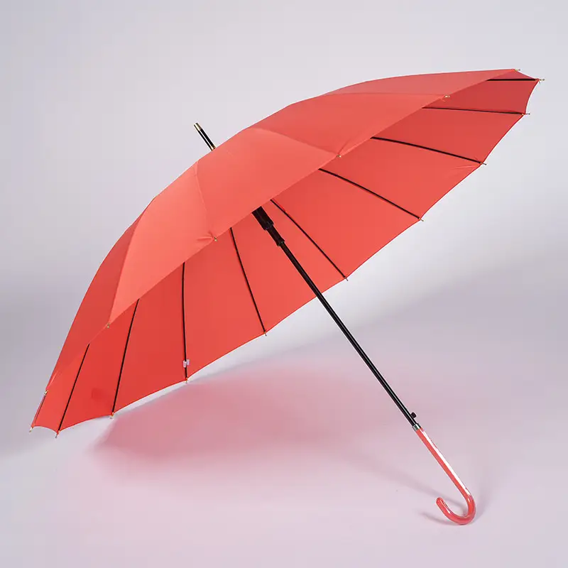 Japanese Style Long Handle Umbrella with Fresh Leather Handle - Image 2