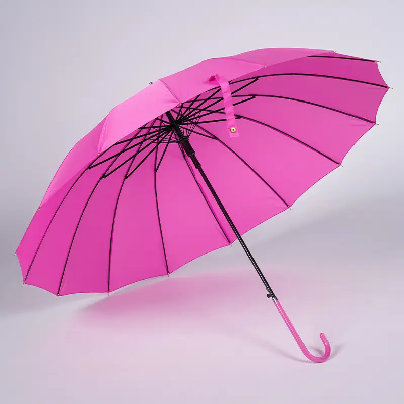 Japanese Style Long Handle Umbrella with Fresh Leather Handle - Image 3