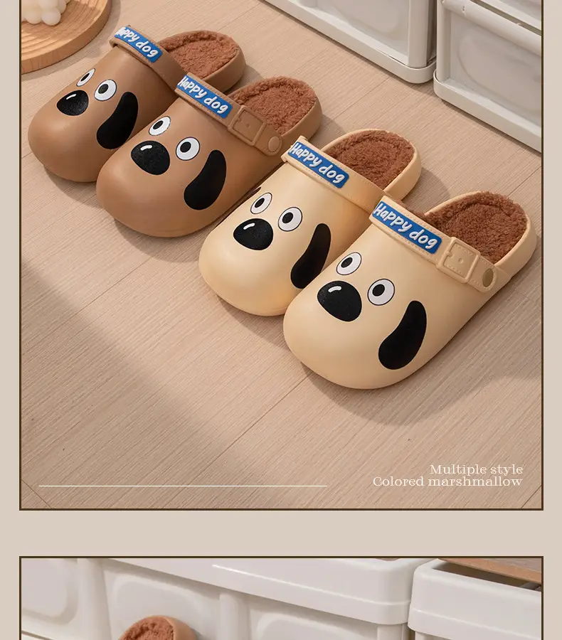 Cartoon Dog Waterproof Cotton Slippers Women Winter Warm Non-Slip — feature 14
