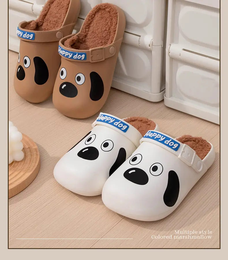 Cartoon Dog Waterproof Cotton Slippers Women Winter Warm Non-Slip — feature 15