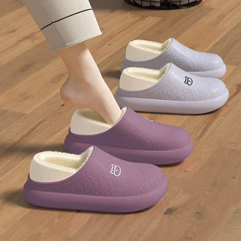 2023 new cotton slippers women's autumn and winter waterproof non-slip fleece-lined warm couple's home outdoor cotton-padded shoes men - Image 8