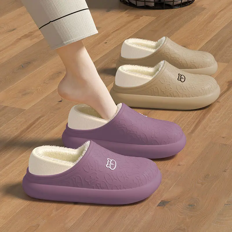 2023 new cotton slippers women's autumn and winter waterproof non-slip fleece-lined warm couple's home outdoor cotton-padded shoes men - Image 9