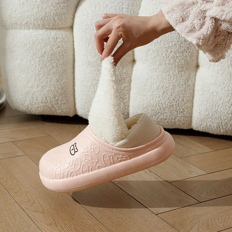 2023 new cotton slippers women's autumn and winter waterproof non-slip fleece-lined warm couple's home outdoor cotton-padded shoes men - Image 10